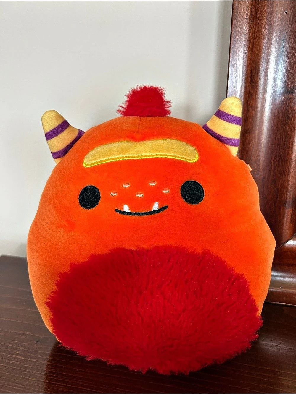 Squishmallows Ernest the Orange Monster Plush Orange & Red Like New